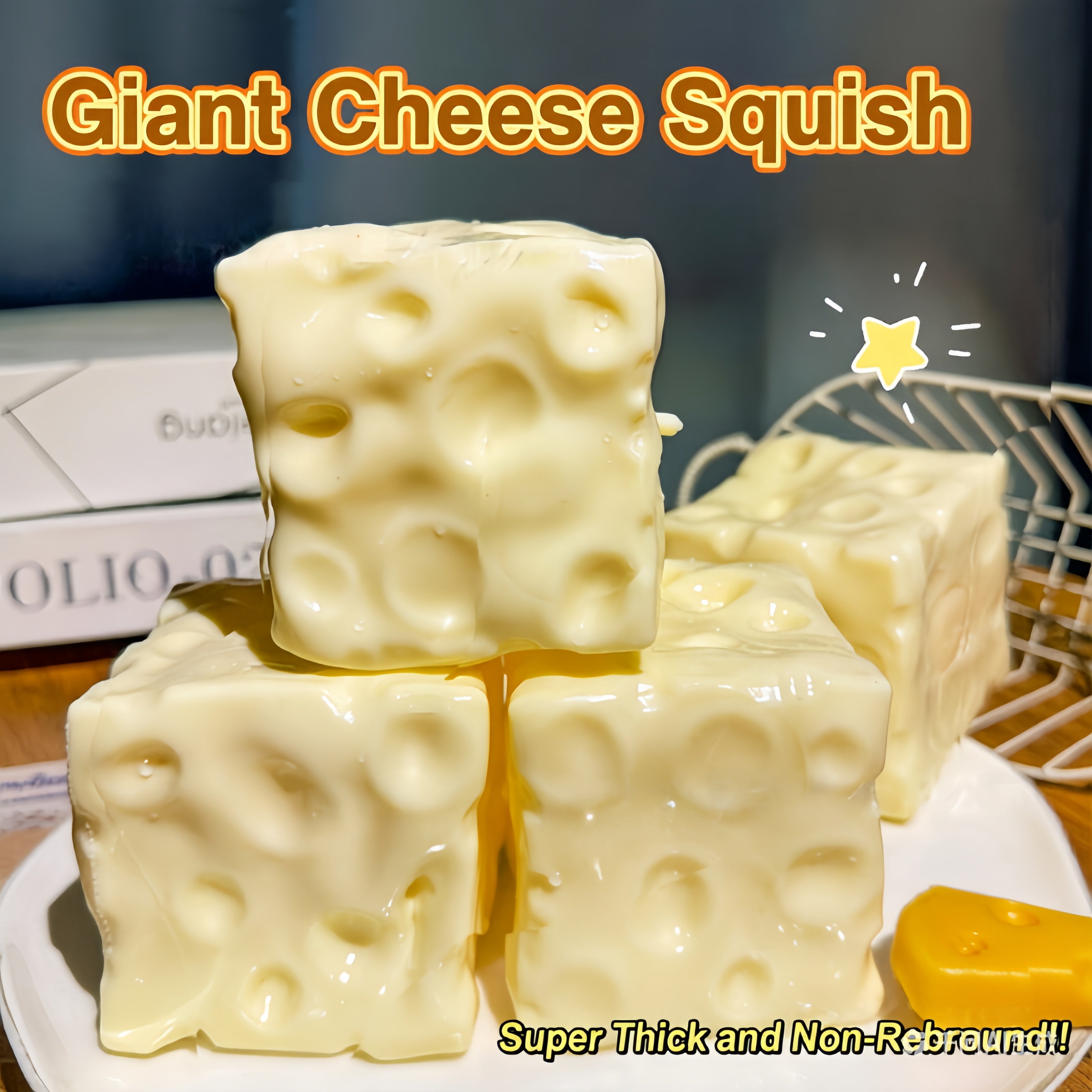 7cm Giant Vaseline Cheese Squishy - Moldable Non-Rebound Fidget Toy | 480g Jumbo Stress Relief Ball
