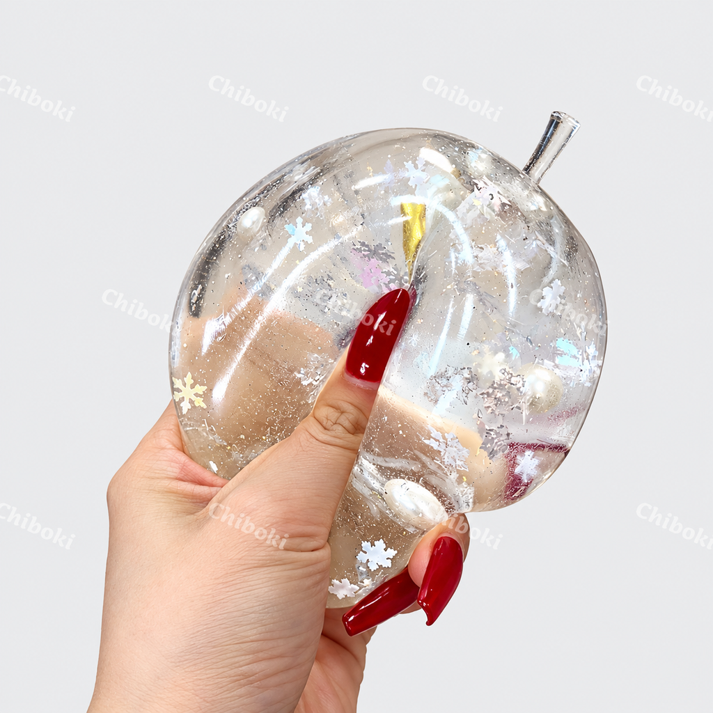 Chiboki Christmas Snowflake Apple Squishy – Moldable Non-Rebound Stress Ball, Christmas & Holiday Gift, Desk Decor
