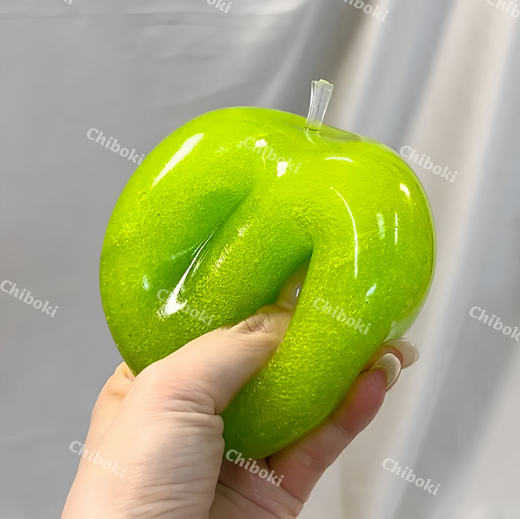 Chiboki Slushie Green Apple Squishy - Moldable Non-Rebound Crunchy Fidget Toy | Perfect for Medium Grip Strength